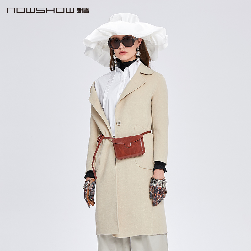 nowshow朗香米色双面呢大衣