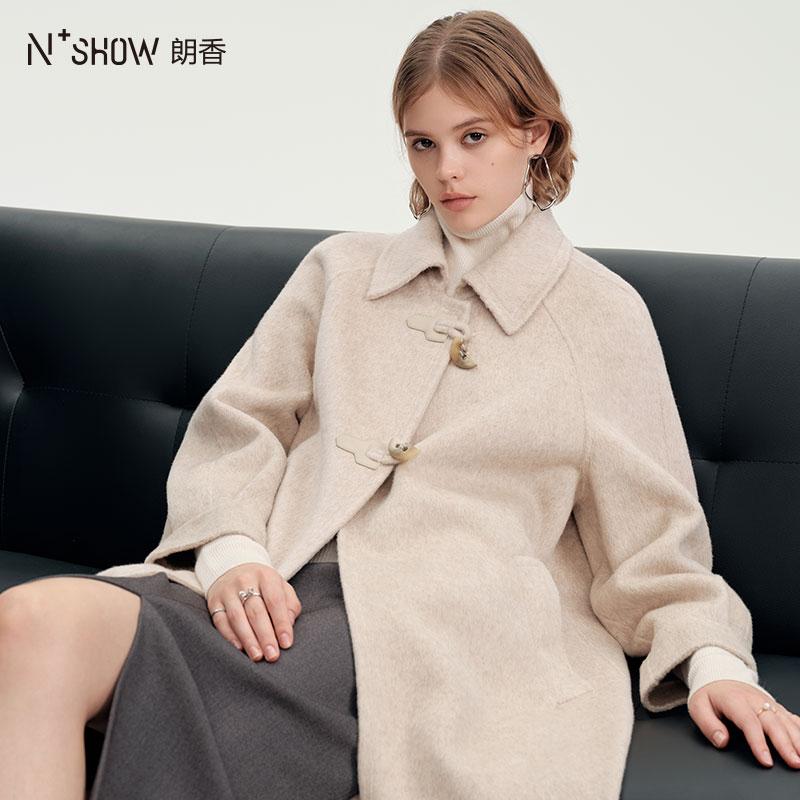 朗香米白色双面羊绒大衣