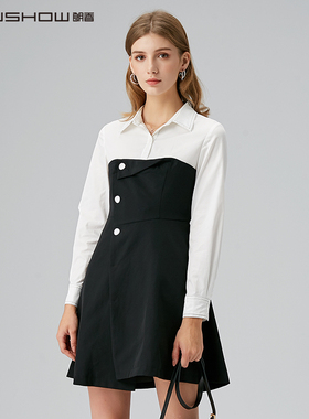NOWSHOW朗香白拼黑假两件连衣裙201071