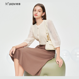 NOWSHOW朗香春季新品拼接针织衫241060