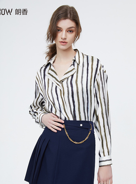 NOWSHOW朗香仿真丝条纹衬衫231006