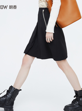 NOWSHOW朗香春季新品黑色显瘦韩版A字半裙231030