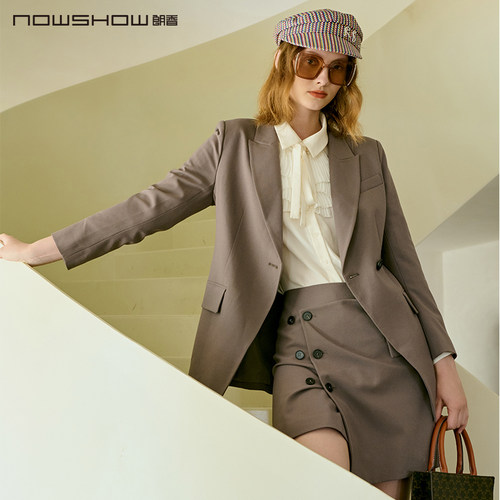 nowshow朗香灰色西装套装