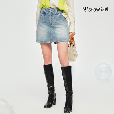 朗香春季新品牛仔带打底半裙