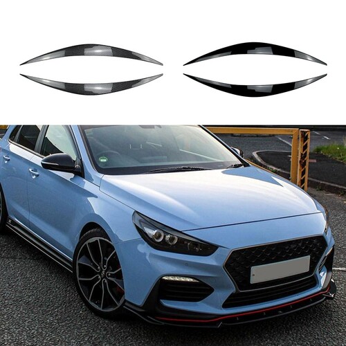 适用于17-2019款现代I30 I30N MK3 前大灯灯眉碳钎纹前灯车贴外饰