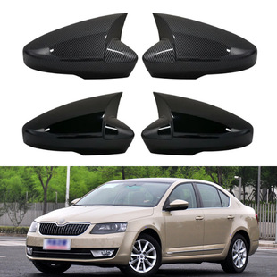 适用于15 斯柯达明锐Octavia倒车镜盖牛角后视镜外壳粘贴外饰 17款