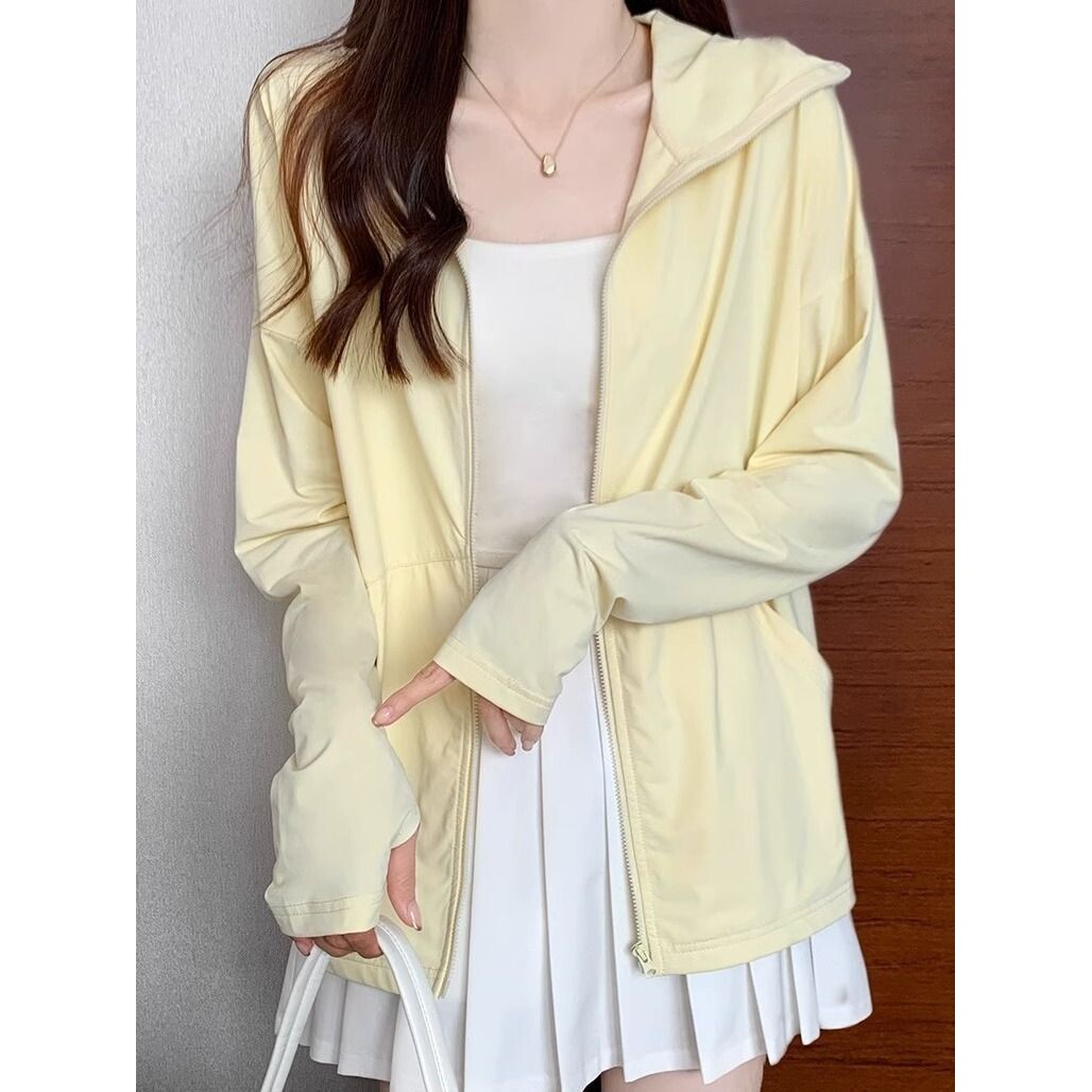 日本小野夏季冰丝防晒衣女外穿夏季纯色透气薄款宽松外套女