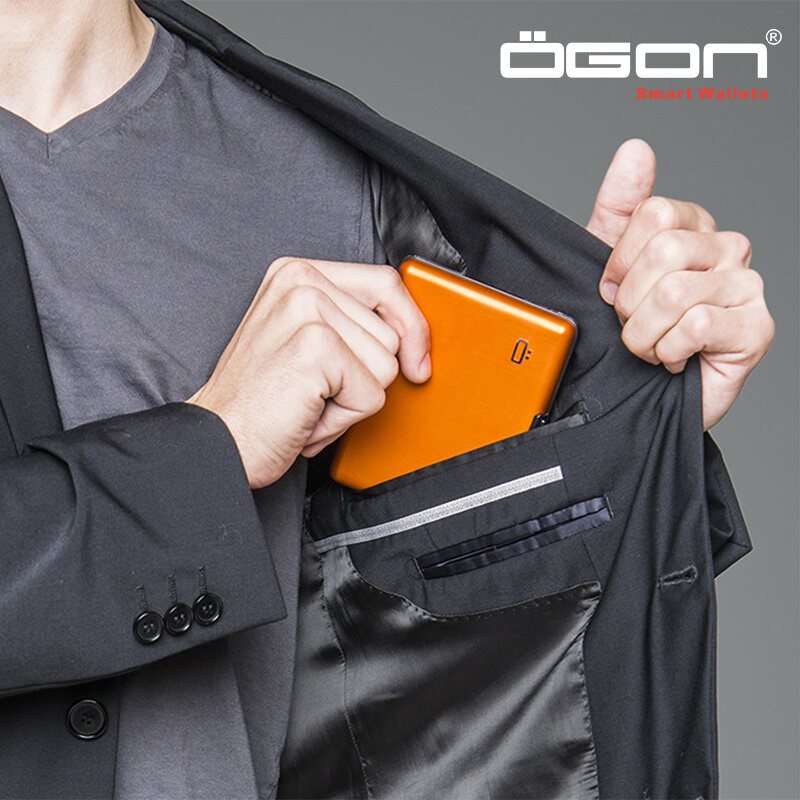OGON法国欧夹铝质钱包卡盒防水防RFID 驾驶证大卡包进口商务礼品