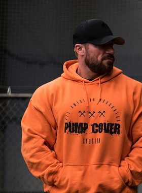 肌肉欧美兄弟秋季跑步运动连帽卫衣男外套健身训练服男套头衫带帽