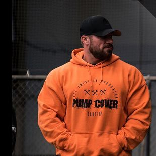 肌肉欧美兄弟秋季跑步运动连帽卫衣男外套健身训练服男套头衫带帽