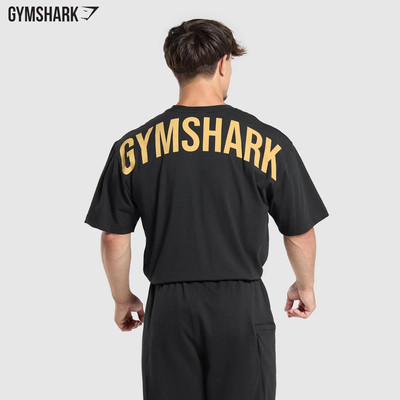 欧码宽松GYMSHARK肌肉鲨鱼男士运动t恤男短袖棉弹力健身训练T恤衫