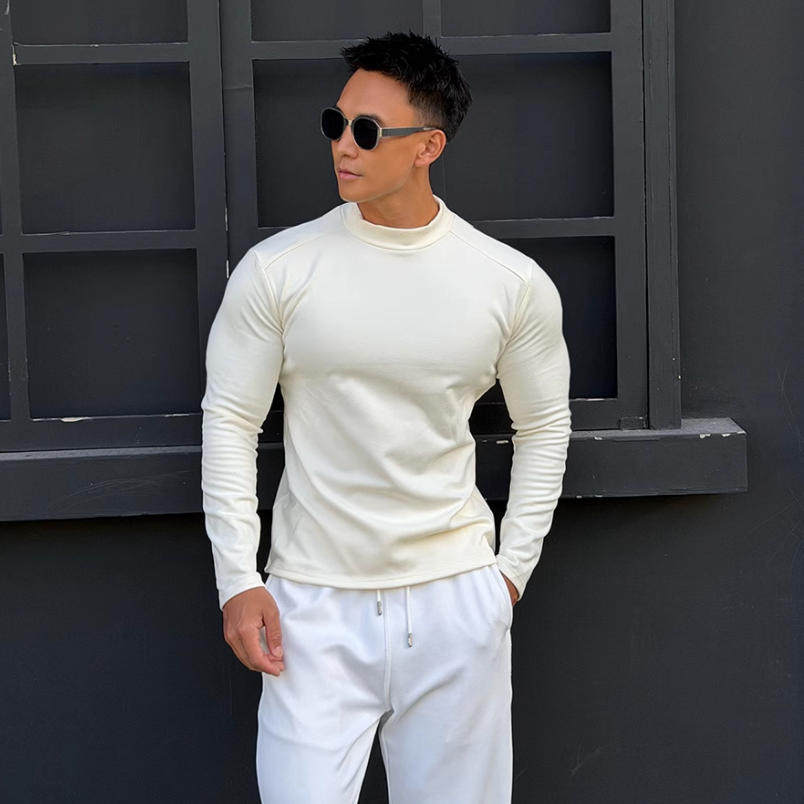 秋冬季保暖男士运动打底衫纯色健身训练紧身衣长袖T恤高领衫显大t,男装,T恤,淘宝优惠券,粉丝福利购,淘宝优惠卷