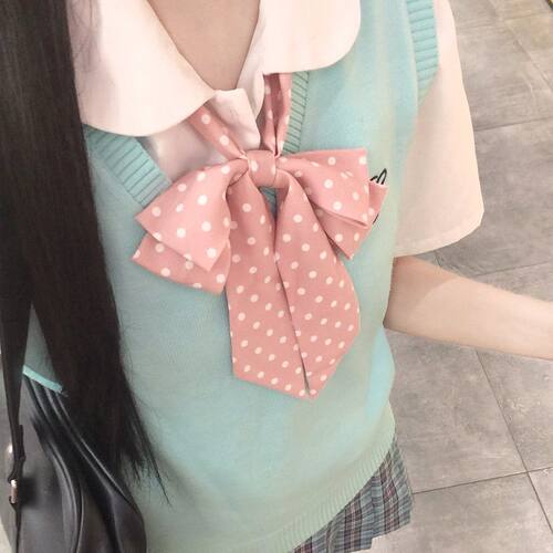 色女神免打可爱波点蝴蝶直条巾长柄领结水手服JK制服领花少女