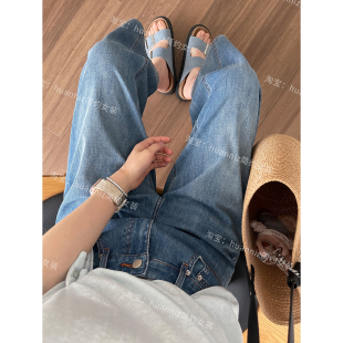 小个子八九分气球裤女夏季薄款弯刀牛仔裤宽松遮肉休闲百搭阔腿裤