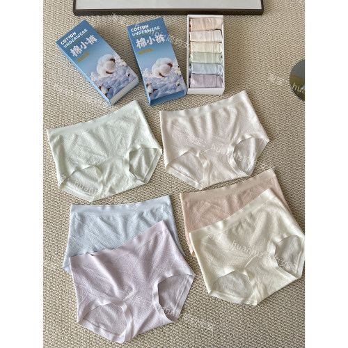 6条装女生内裤纯棉提花棉档中高