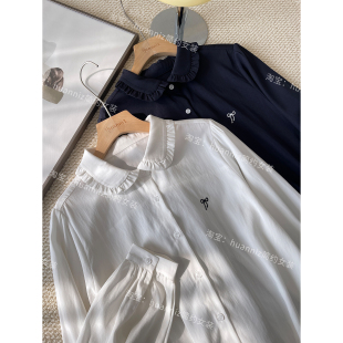 蝴蝶刺绣上衣衬衣女 超甜韩系娃娃领木耳花边莱赛尔衬衫 26春季 新款