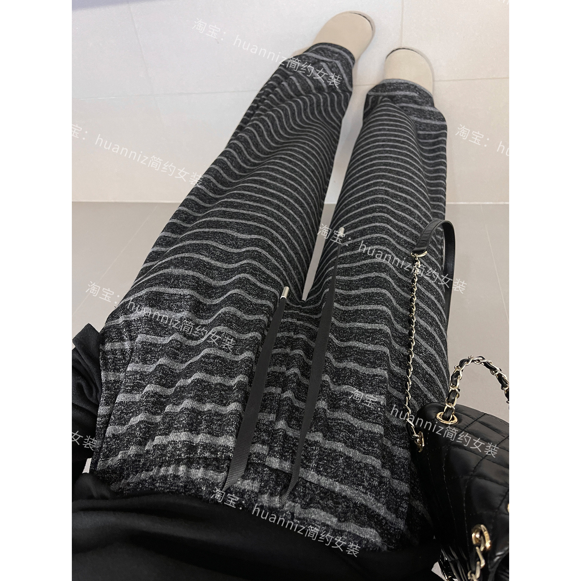 奶芙绒垂感慵懒条纹阔腿裤25秋季新款抽绳松紧腰宽松拖地长裤女,女装/女士精品,休闲裤,淘宝优惠券,粉丝福利购,淘宝优惠卷