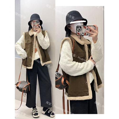 秋冬暖乎乎毛毛马甲休闲工装坎肩
