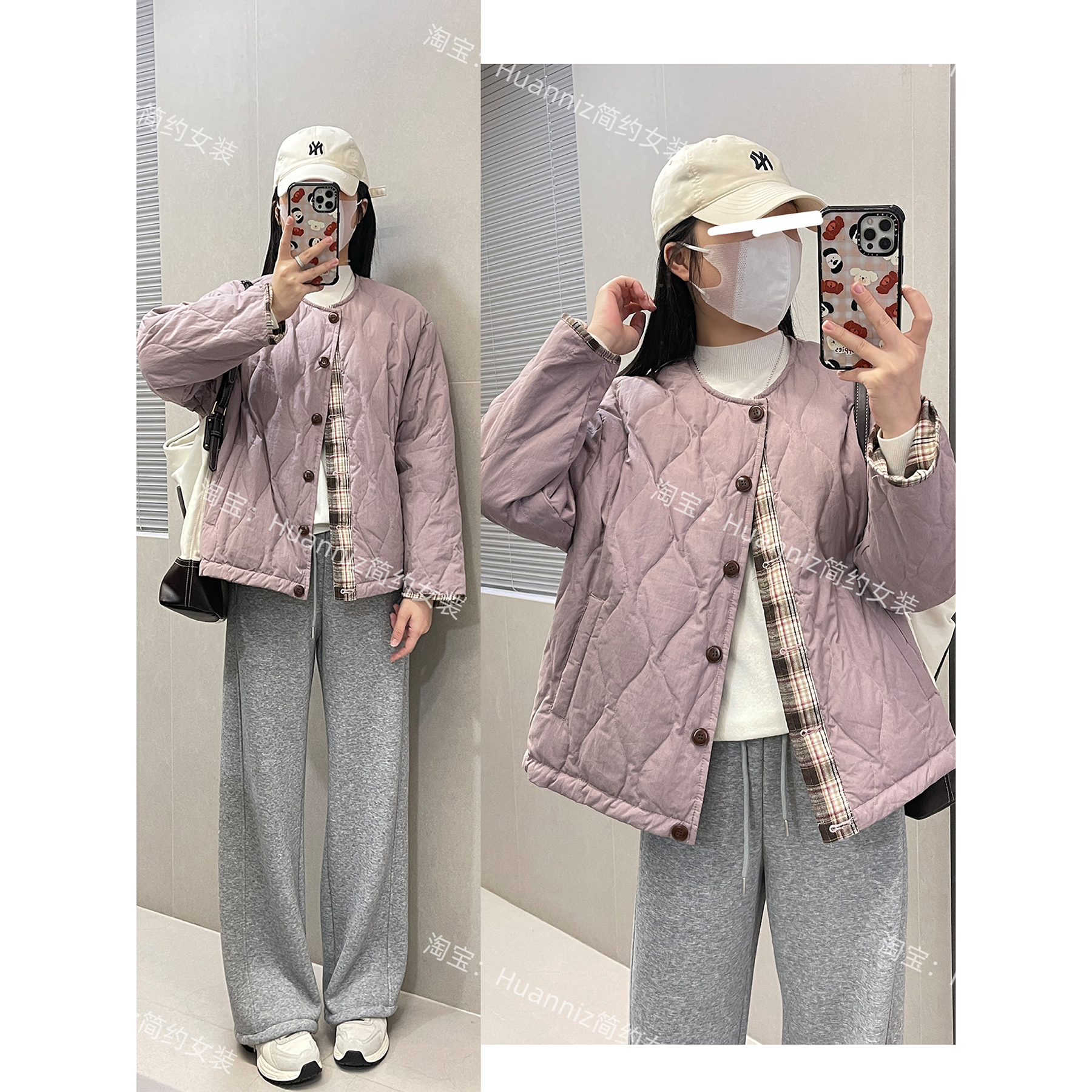 冬季设计感双面穿90白鸭绒羽绒服