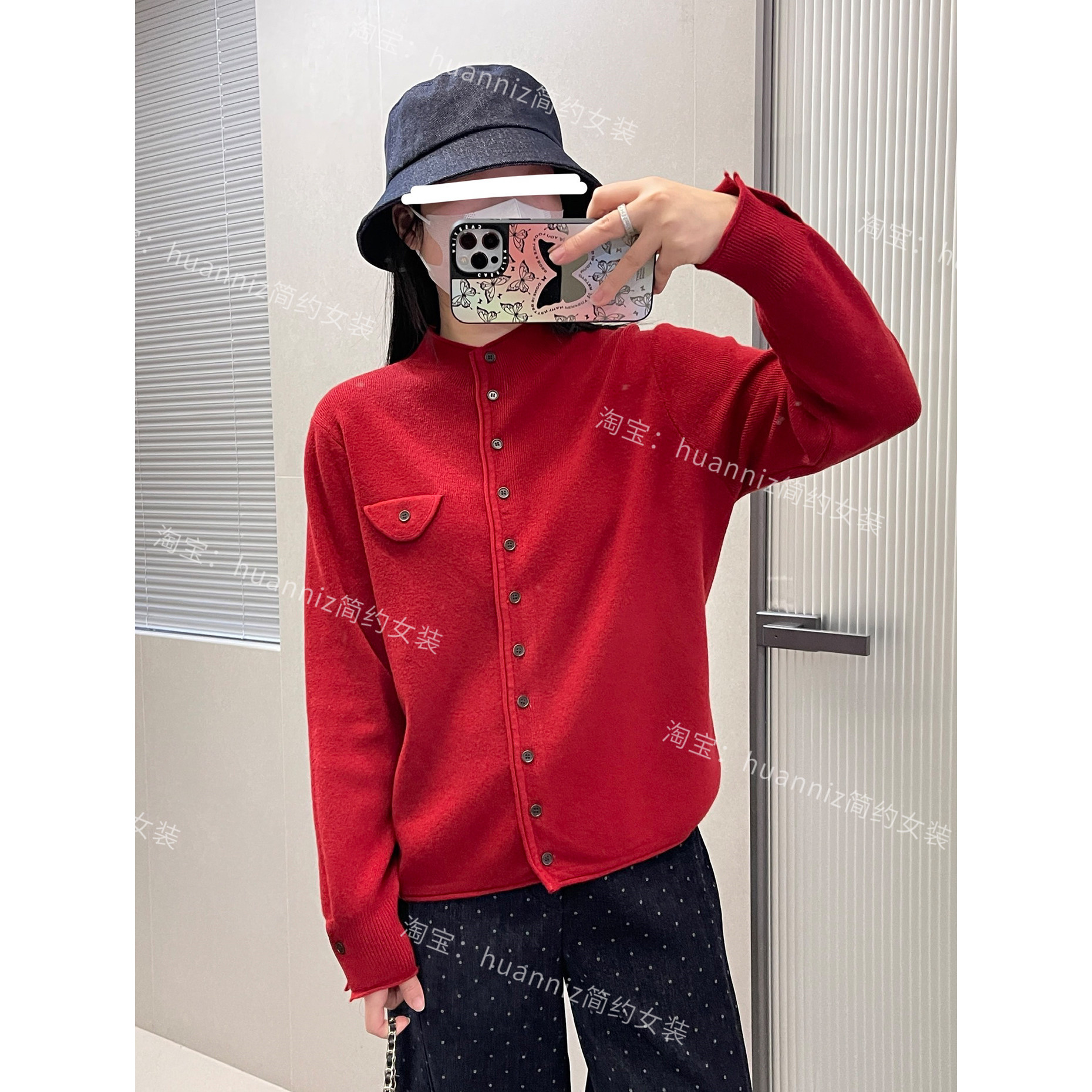 K起球多股纱卷边半高领针织衫女新款柔软单排扣假口袋打底上衣,女装/女士精品,毛针织衫,淘宝优惠券,粉丝福利购,淘宝优惠卷