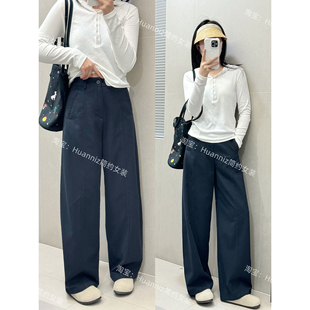 高腰窄版 春夏薄款 阔腿镰刀裤 工装 显瘦藏青色弯刀休闲裤 裤 女26新款