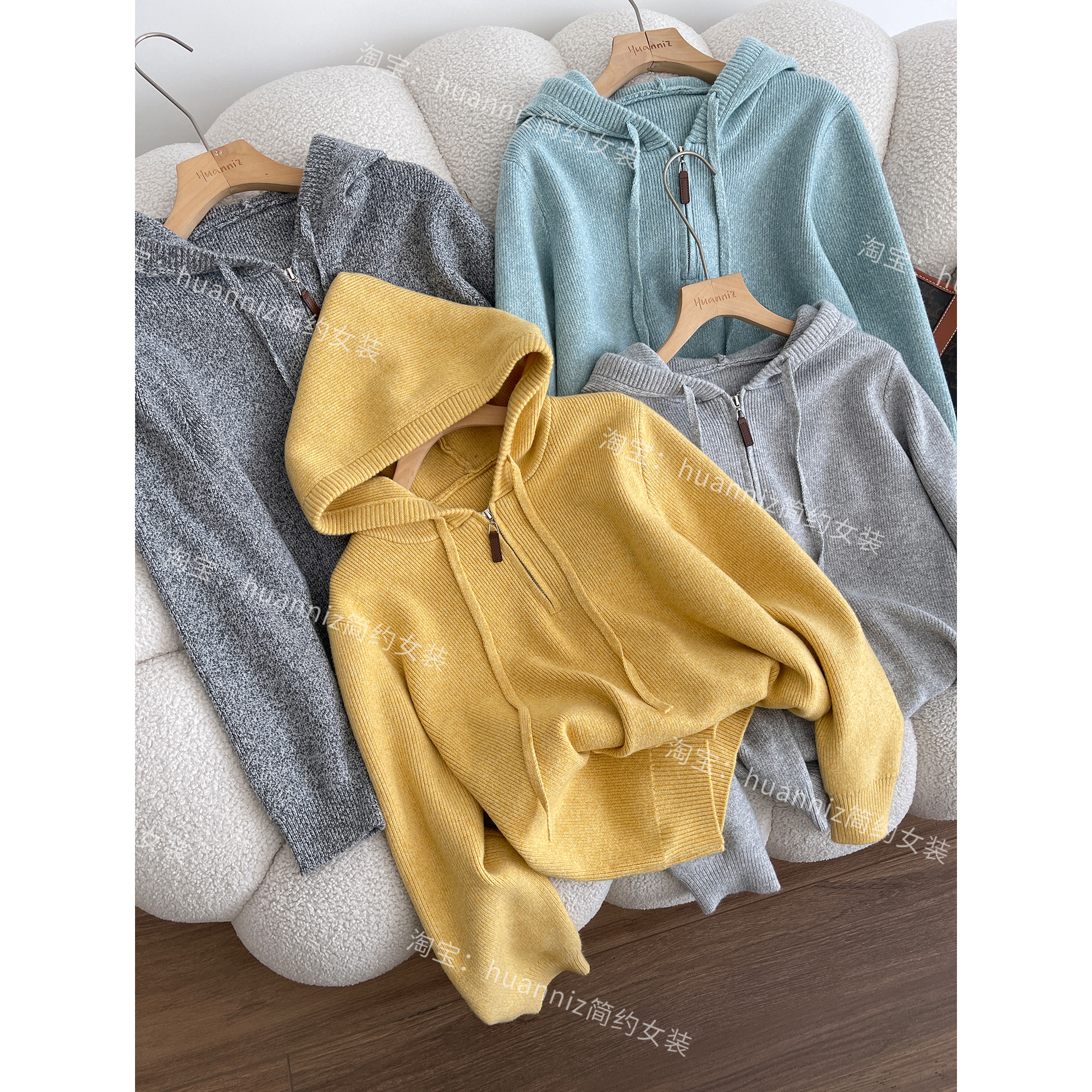 连帽半拉链休闲减龄毛衣叠穿打底