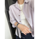 薄款 女长袖 夏季 韩系防晒衬衫 翻领短款 棉质透气上衣小外套空调衫