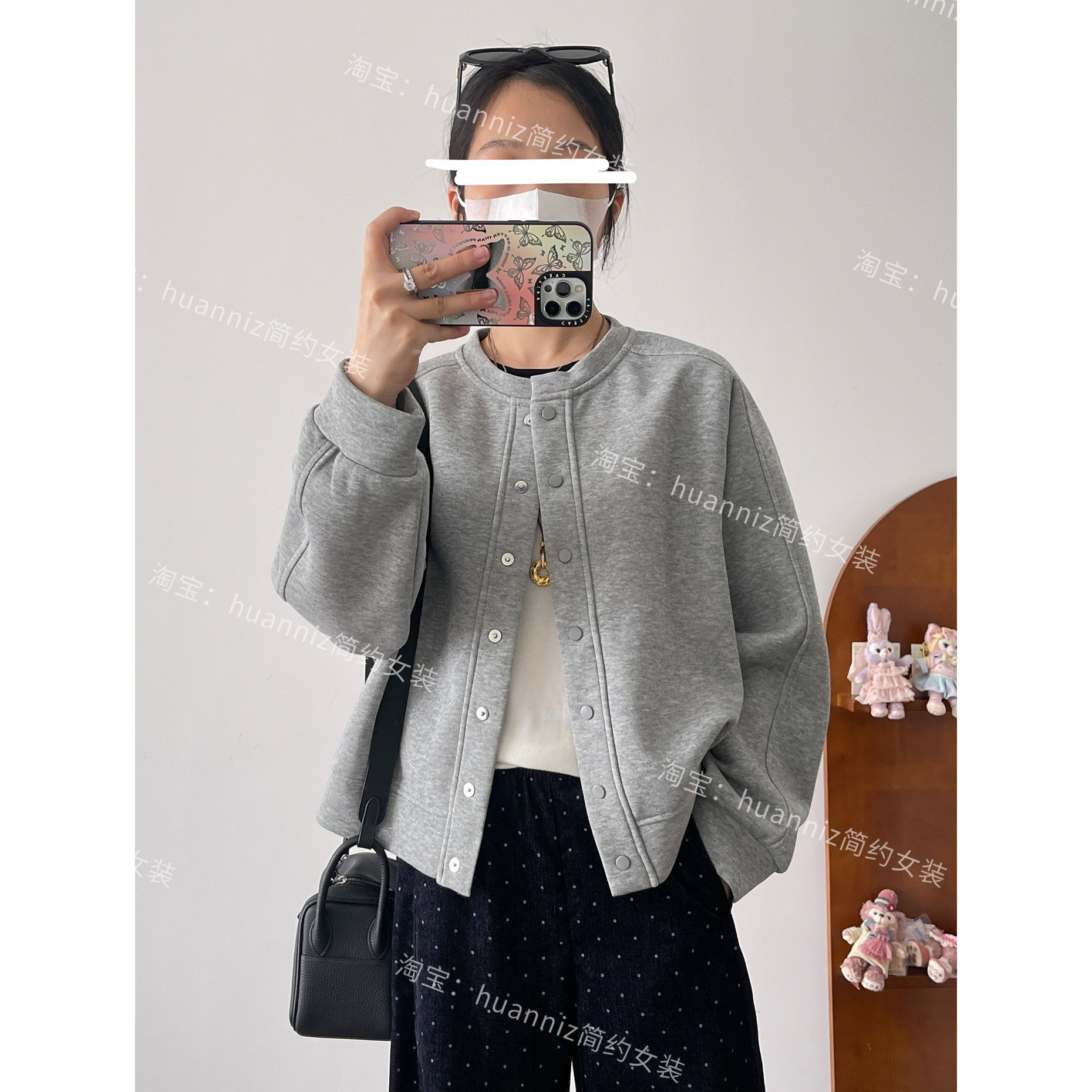 圆领棒球服小个子短款休闲薄外套图片