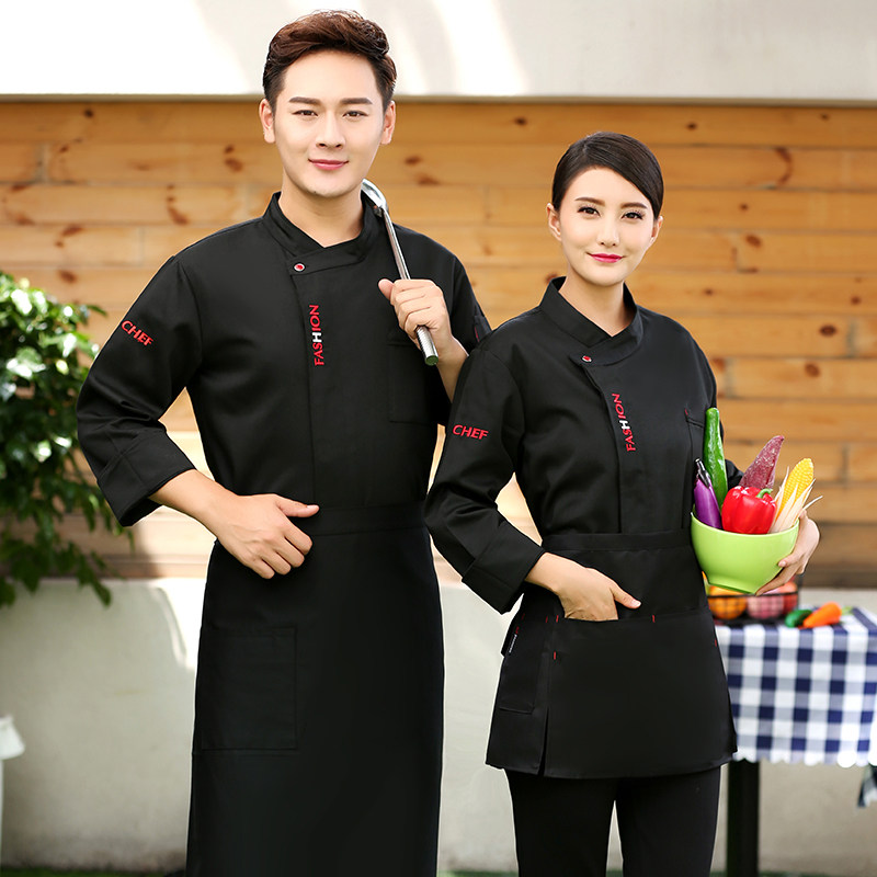 厨师服男长袖酒店后厨房餐厅食堂饭店蛋糕店洪培师女秋冬装工作服