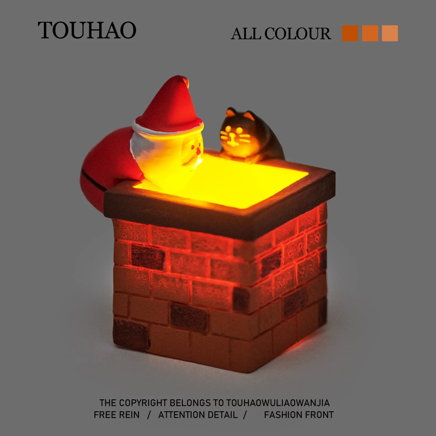 TOUHAO原创烟囱圣诞老人小夜灯氛围灯桌面摆件装饰品圣诞节礼物图片