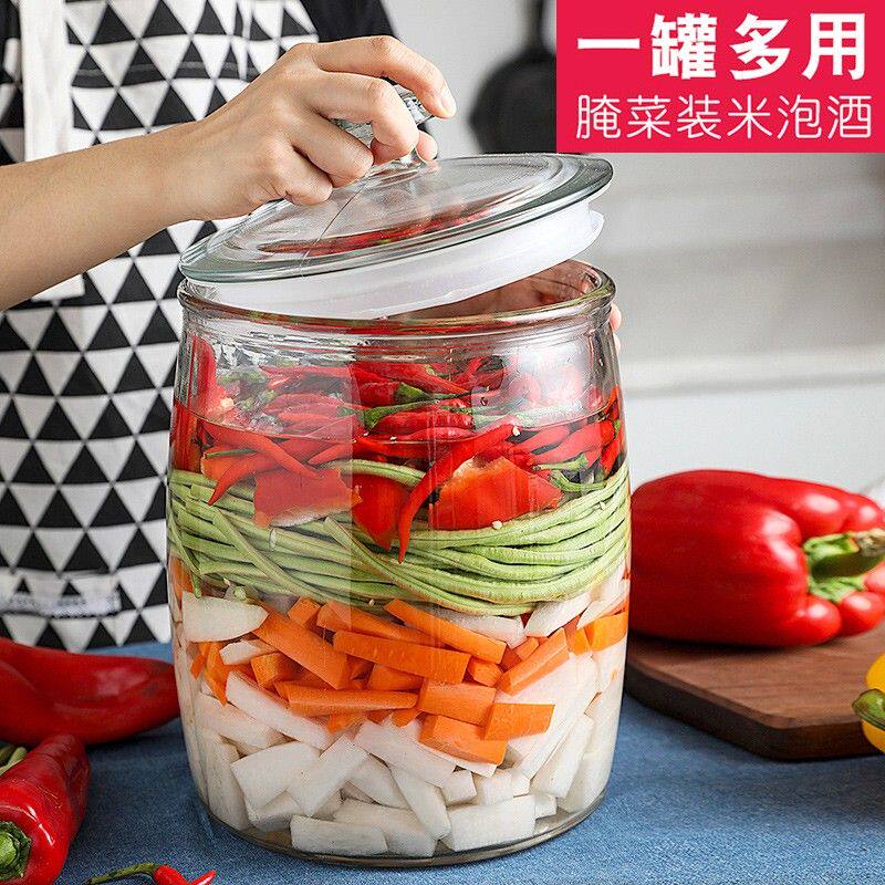 加厚玻璃米缸密封罐家用透明带盖厨房食品五谷杂粮泡菜坛腌菜罐
