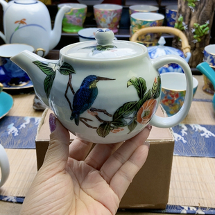 超级福利！孤品！九谷山茶花雀鸟后手壶 带盒 特价