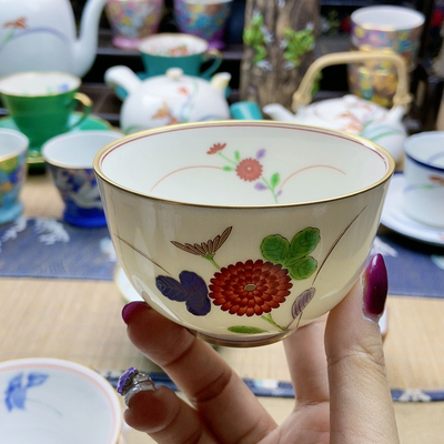 大漏！稀有款！福利出！香兰社菊吉花茶碗 孤品