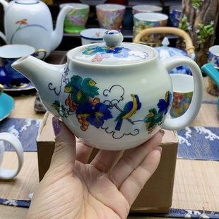 超级福利！九谷葡萄雀鸟后手壶 带盒 特价出！