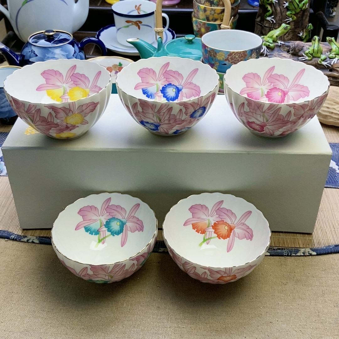 高品！福利出！香兰社五色牵牛花米饭碗 五只带盒 孤品 特价,餐饮具,茶杯,淘宝优惠券,粉丝福利购,淘宝优惠卷