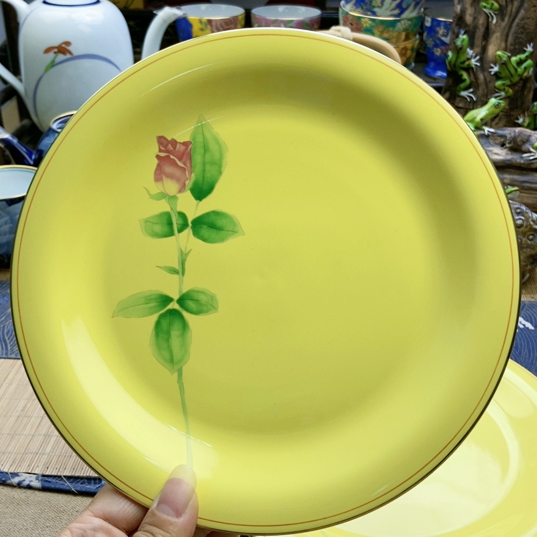 高品！福利出！香兰社黄釉玫瑰餐盘 直径21 特价,餐饮具,茶杯,淘宝优惠券,粉丝福利购,淘宝优惠卷