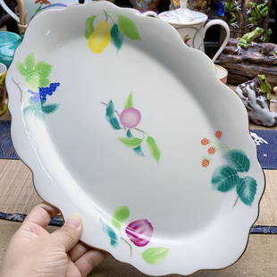 高品 出 香兰社五种水果画片大长盘 特价 长31 新款