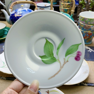 福利出!高品!香兰社樱桃甜品盘 杯垫 直径14.6微微牛毛痕 特价
