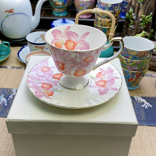 超大漏!新款!高品!香兰社高足咖啡杯 带盒 微微窑点