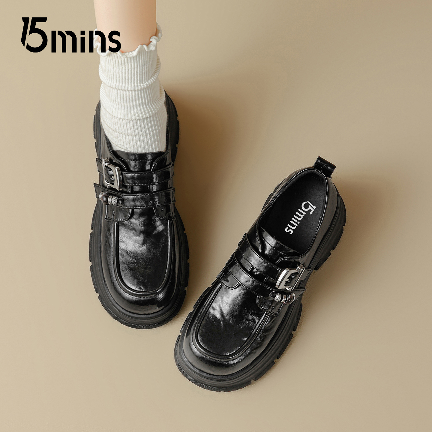 15mins厚底乐福鞋女2025