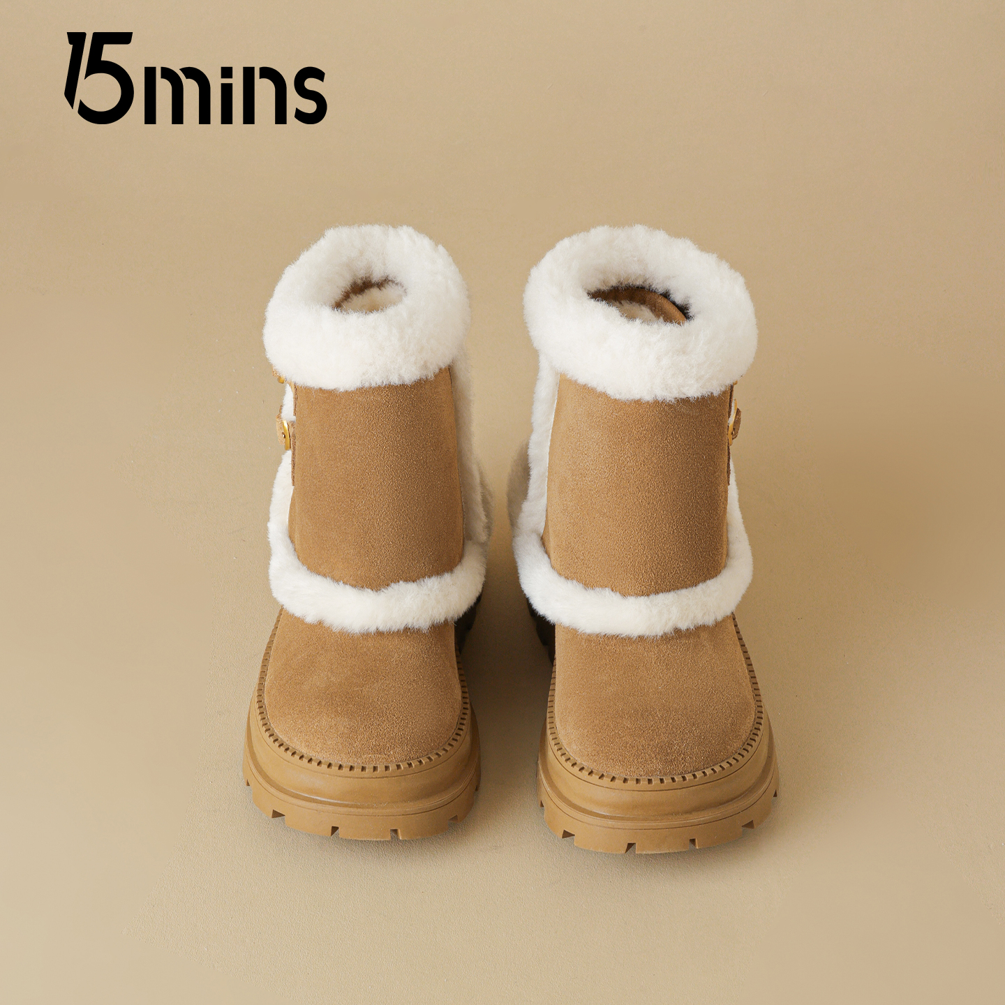 15mins厚底雪地靴女款冬季