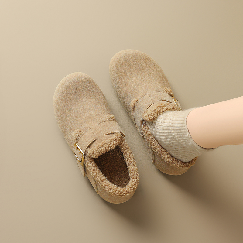 15mins毛呢勃肯鞋女2025秋冬保暖