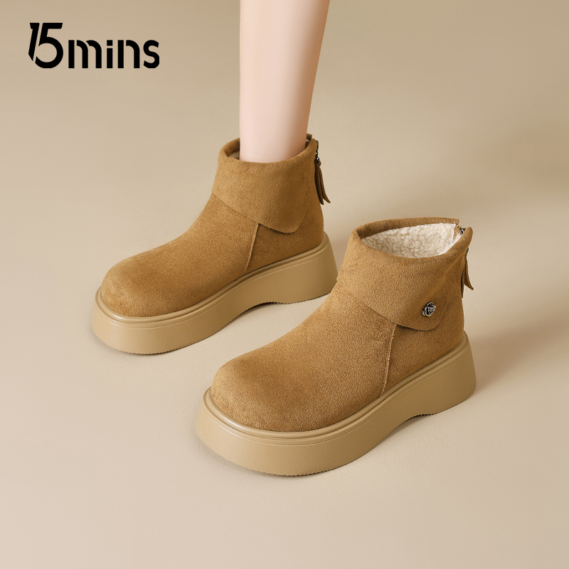 15mins厚底雪地靴女2525冬季