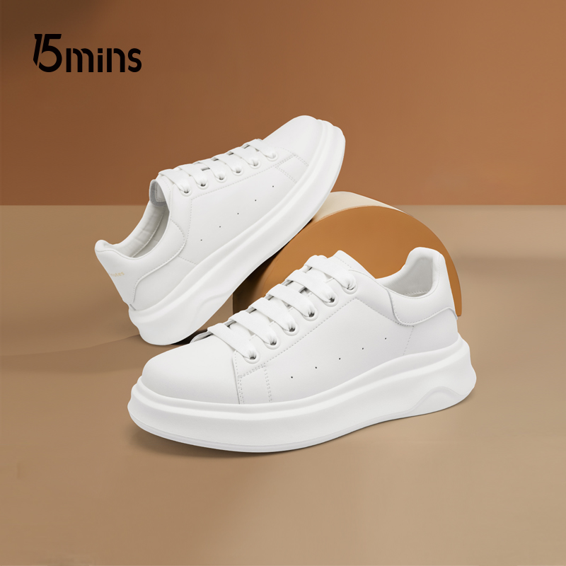 15mins小白鞋男2025年秋季新款增高厚底鞋爆款运动休闲情侣板鞋女