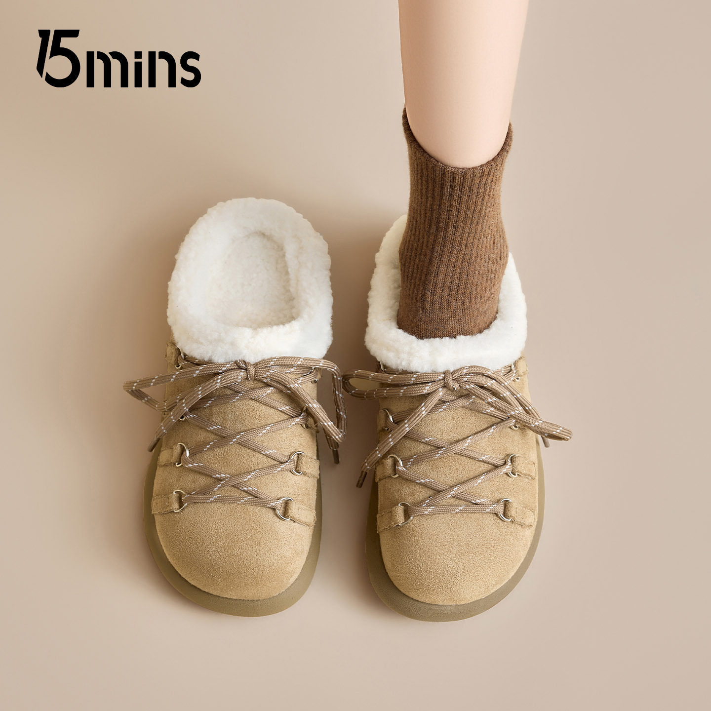 15mins加绒勃肯鞋女2025冬季新款韩版保暖平底软木鞋一脚蹬棉拖鞋,女鞋,勃肯鞋/软木鞋,淘宝优惠券,粉丝福利购,淘宝优惠卷
