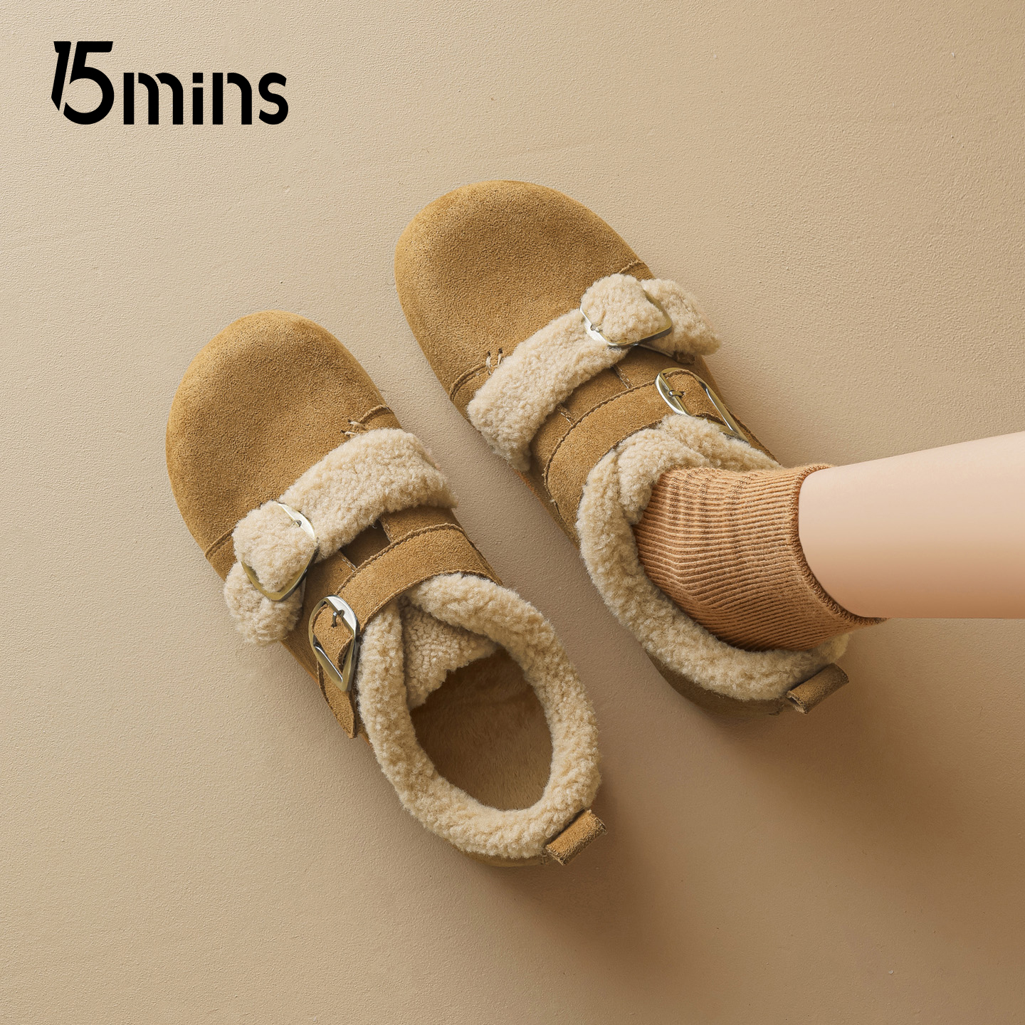 15mins复古全包勃肯鞋女2025冬季