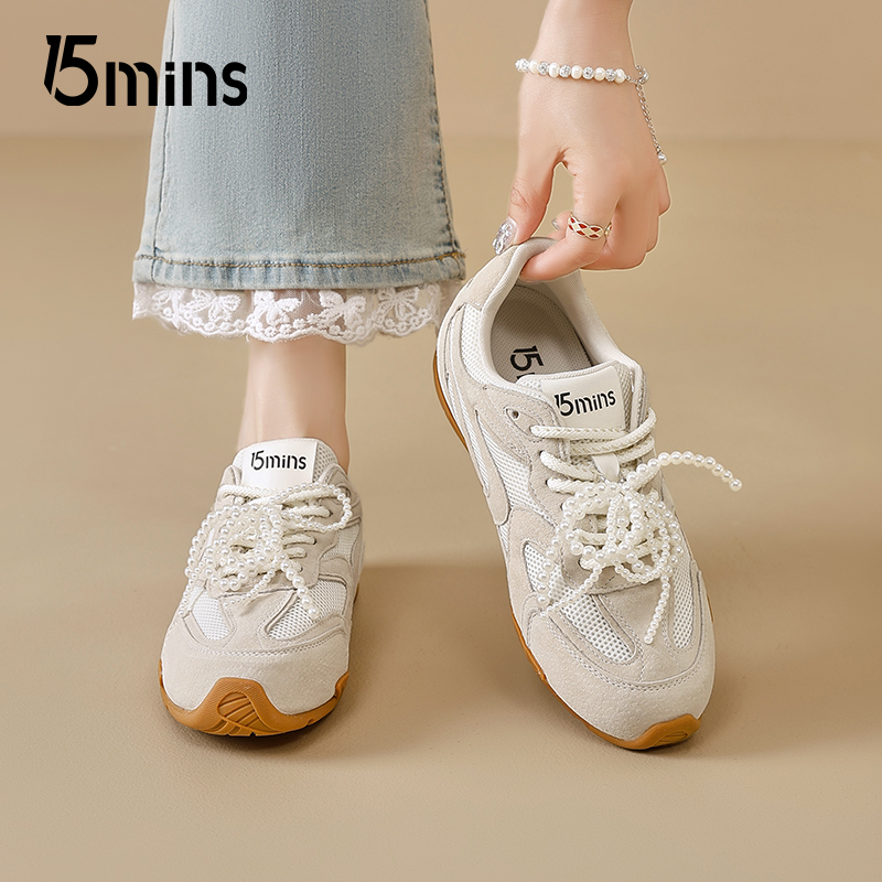 15mins厚底德训鞋女款2025新款夏