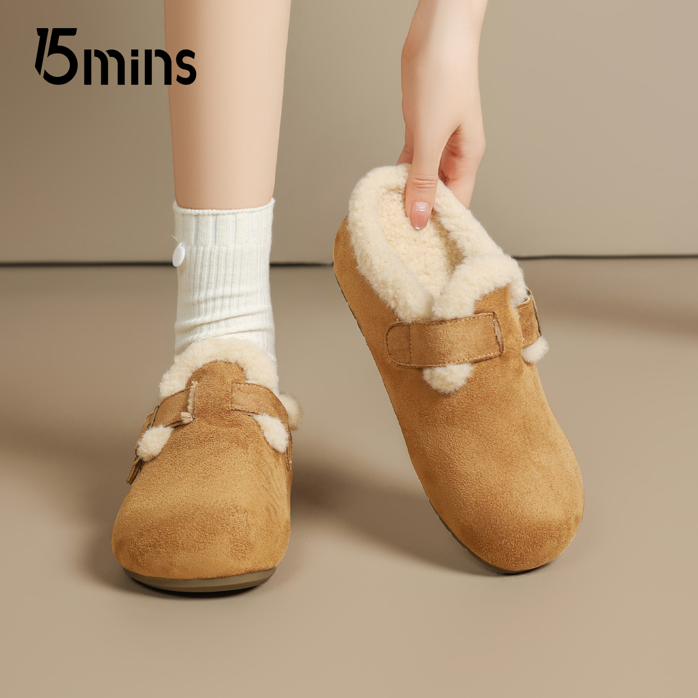 15mins加绒勃肯鞋女鞋2025冬季新