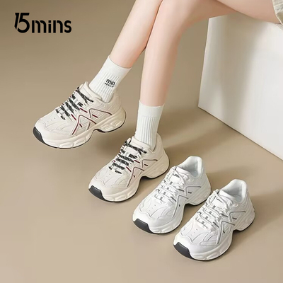 15mins网面厚底老爹鞋女款2025