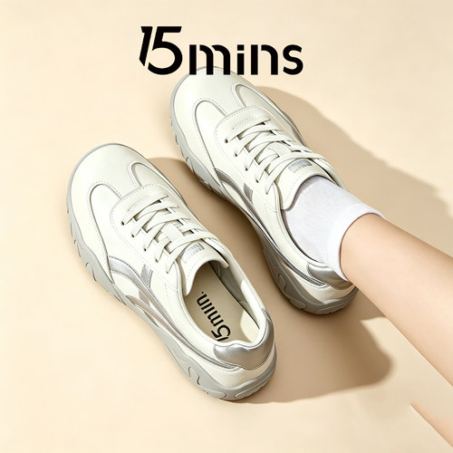 15mins官方旗舰店复古拼接女鞋